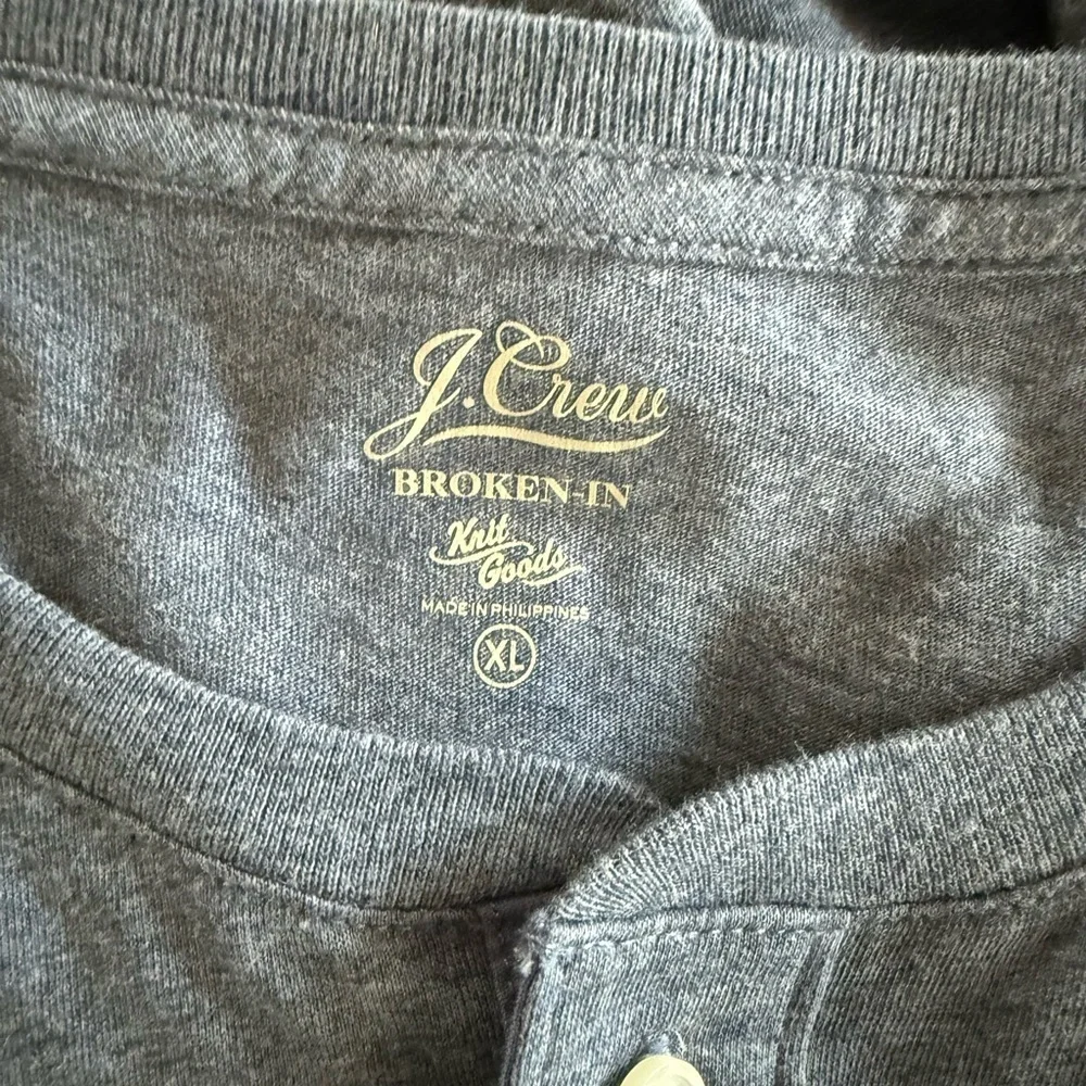 J. Crew Broken In Long Sleeve Henley Heathered Blue Men's Shirt Size XL